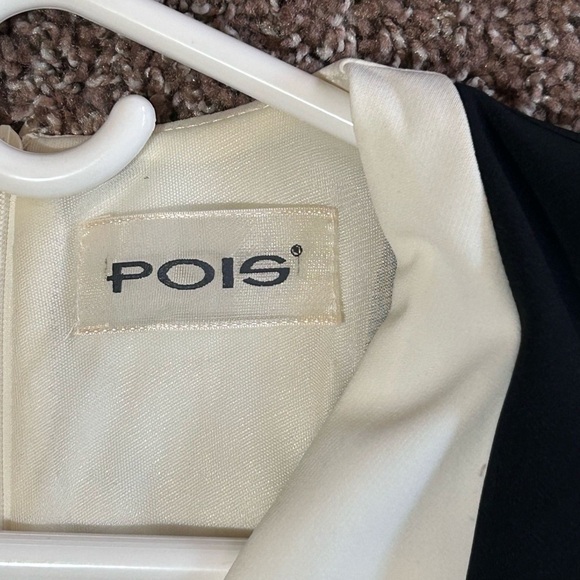 POIS Black and White Sleeveless Sheath Dress V-Neck Mini - Picture 7 of 8